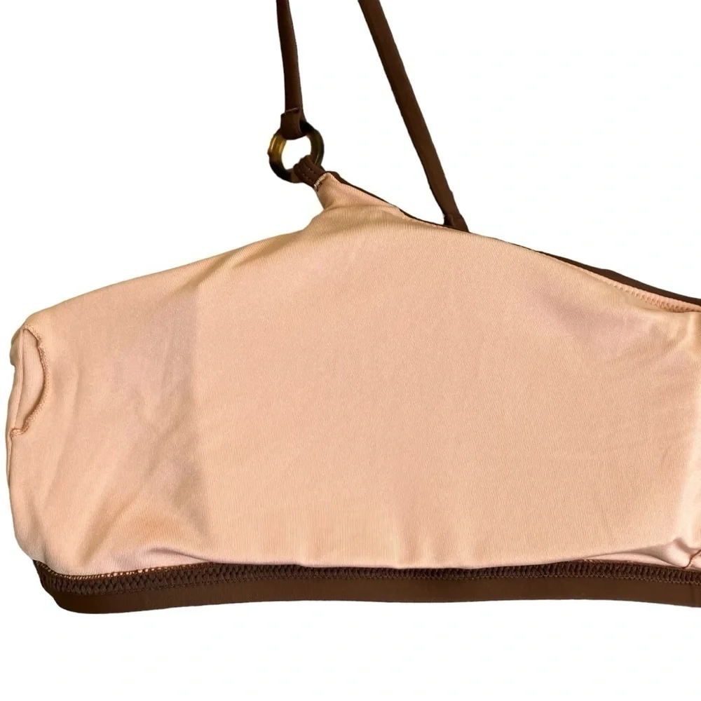 NWT J. Crew Chocolate Brown Scoopneck O-ring Tie-shoulder Padded Bikini Top 3X